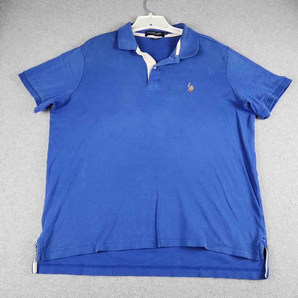 US Polo Assn Polo Shirt Mens XL Blue Luxury Feel Short Sleeve High Low Slit